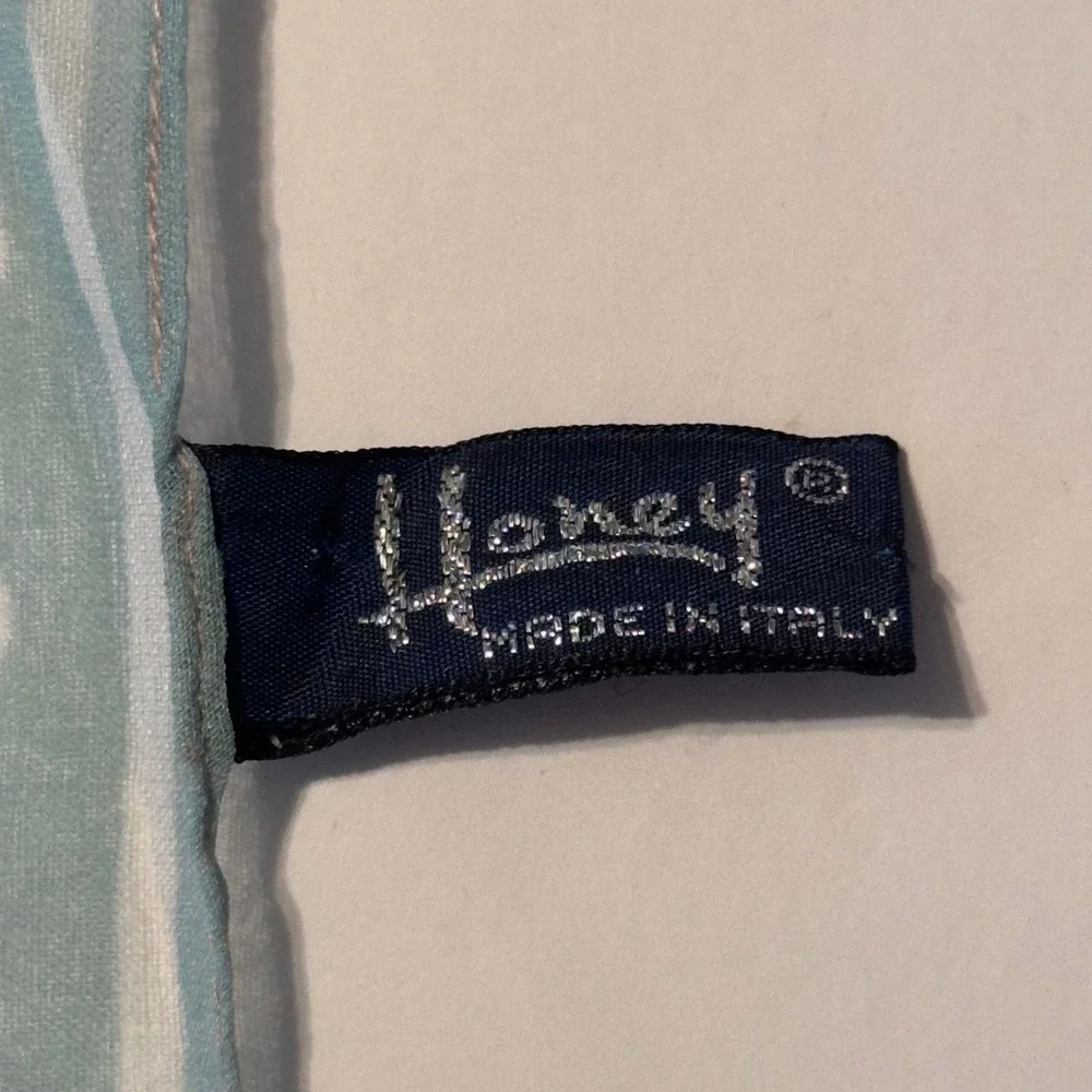 Honey Pastel Colorblock Polka Dot Square Scarf Made in Italy Blue Yellow Y2K Vtg